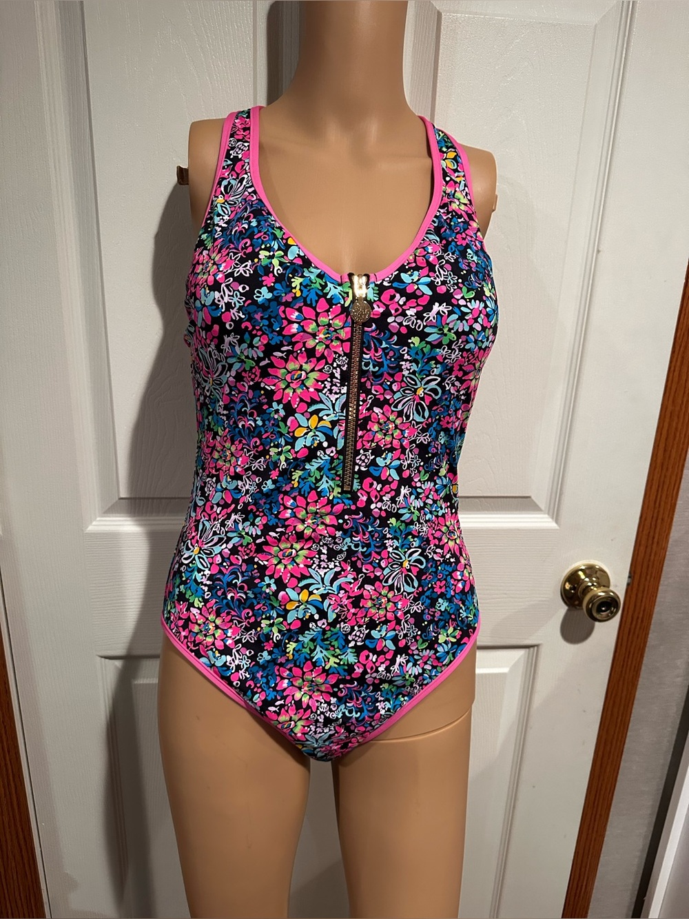 Lilly Pulitzer Kailanie Floral Zip-Front One-Piece in Pink Multi